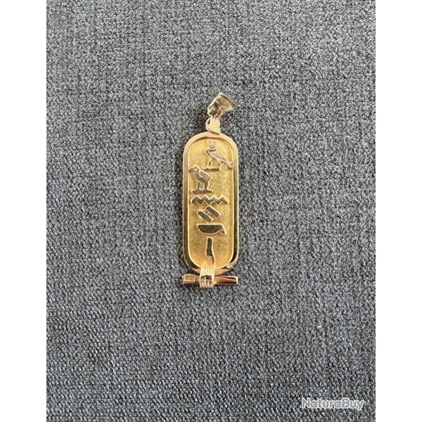 Pendentif - cartouche Egyptien or massif 18 carats - Hi�roglyphes - Pharaon - Morgane