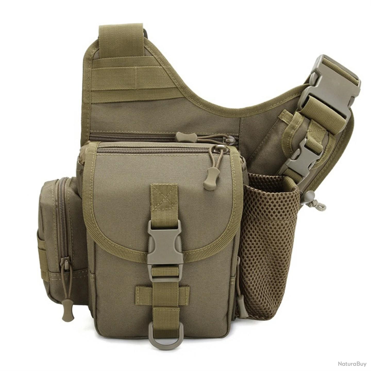 Sac Banane Tactique Kaki – Porte-pistolet – Randonnée, Survie, Airsoft – 26x19x7cm