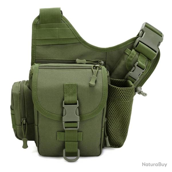 Sac Tactique Bandouli�re Homme Sport Outdoor MOLLE Imperm�able pour Randonn�e Chasse & Camping Vert