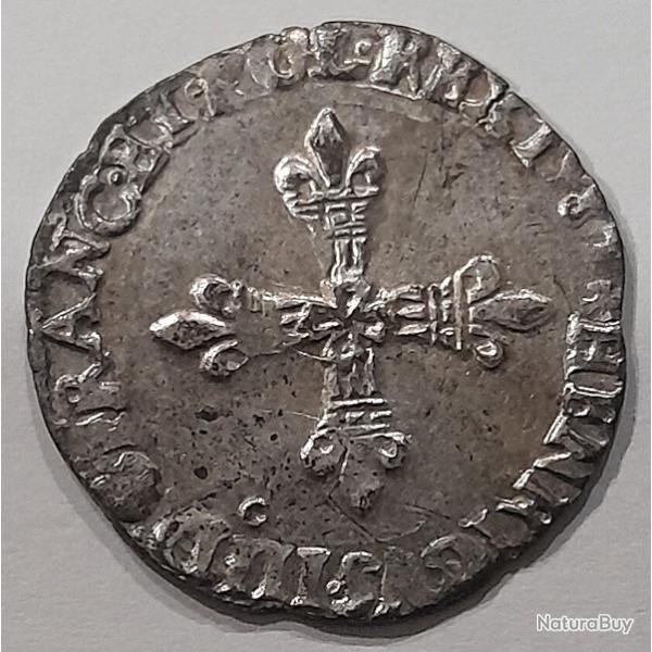 Pi�ce De Monnaie Argent  Royale France HENRI III Huiti�me d'�cu, croix de face 1587 Rennes