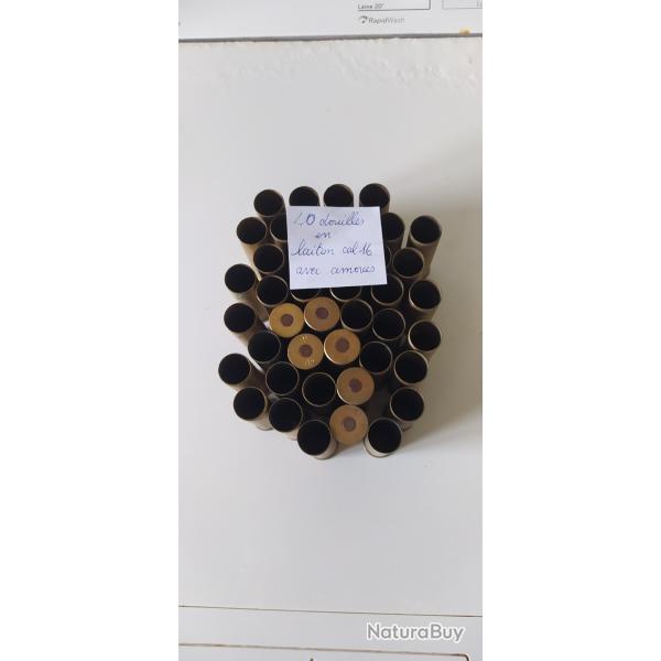 40 douilles en laiton avec amorces Calibre 16