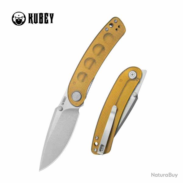 Couteau Kubey Momentum Lame Acier D2 Manche Ultem Ambre Liner Lock IKBS KUB344Q