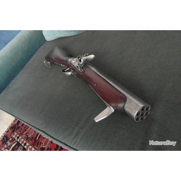 Tr�s rare fusil de salve de marine � silex � 7coups vers 1780