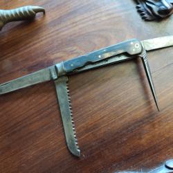 Rare Couteau ancien �V&eacute;ritable Marin� - 4 pi&egrave;ces - Fabrication fran&ccedil;aise - ressorts fermes -