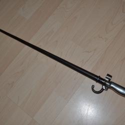 ba&iuml;onnette lebel 1886 premier type soie longue m&ecirc;me num&eacute;ro fourreau garde poilu guerre 14-18