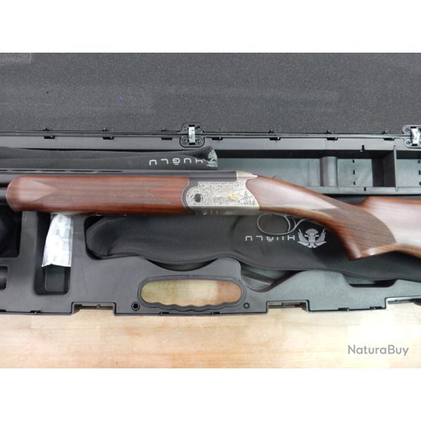 FUSIL HUGLU EAGLE G BECASSIER CAL 12/76 CANON 61 CM + MALLETTE + CHOKES OCCASION TRES BON ETAT