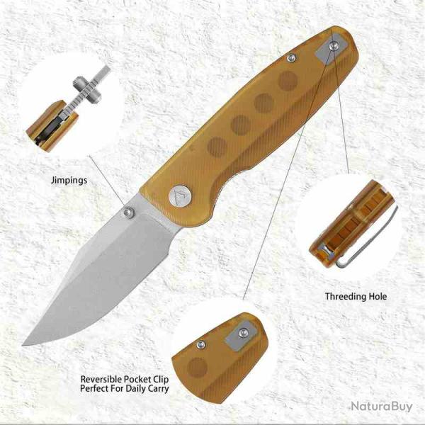 Couteau CMB Made Knives Lucky Lame Acier 14C28N Manche PEI (Ultem) Linerlock IKBS CMB21E