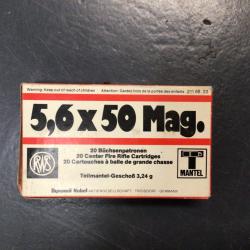 19 cartouches 5,6X50 Mag Marque RWS Teil Mantel