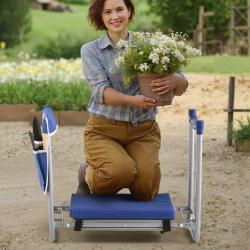 Tabouret de jardinage Banc de Jardin Pliable, Si&egrave;ge Polyvalent avec Sac &agrave; Outils pour Jardin