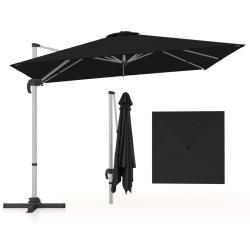 Parasol d&eacute;port&eacute; carr&eacute; 300 x 300 cm rotation 360&deg; inclinaison r&eacute;glable jardin style moderne en polye