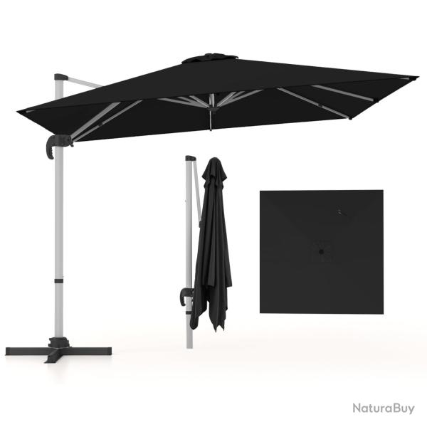 Parasol d�port� carr� 300 x 300 cm rotation 360� inclinaison r�glable jardin style moderne en polye
