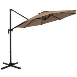Parasol rond cantilever 308 x 248 cm 5 inclinaisons r&eacute;glables rotation &agrave; 360&deg; style design en polye