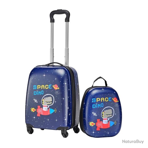 Lot Voyage 2 bagages Enfant Valise Gar�on Solide Durable Dinosaure Bleu Haute Qualit�