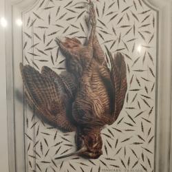 Lithographie Originale "La B&eacute;casse" - E. Travi&egrave;s avec v&eacute;ritables &eacute;pipt&egrave;res.