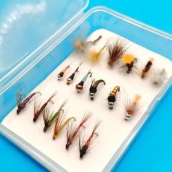 Lot de 19 Mouches "S&eacute;lection Polyvalente" - Hame&ccedil;ons #12-14 (Sans Ardillon)