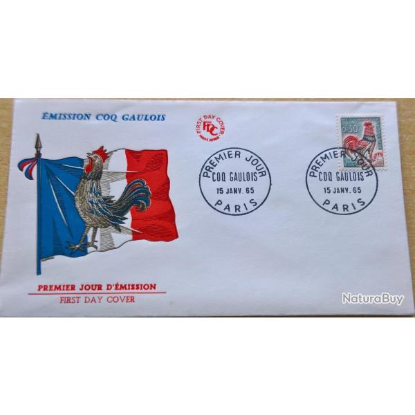 Enveloppe, Premier jour d'�mission Coq Gaulois 15 janvier 1965