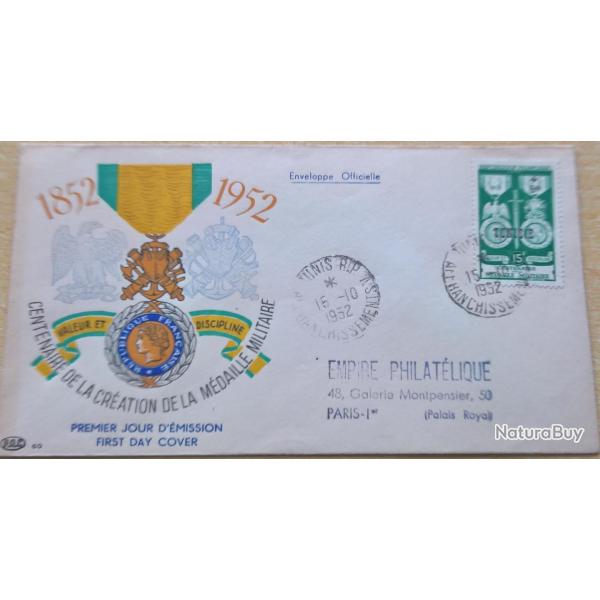 Enveloppe premier jour d'�mission du centenaire de la cr�ation de l a m�daille militaire 15 Octobre 