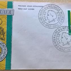 Enveloppe premier jour d'&eacute;mission du centenaire de la m&eacute;daille militaire Alg&eacute;rie 5 Juillet 1952