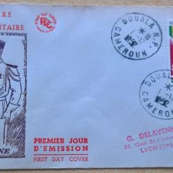 Enveloppe premier jour d'&eacute;mission du centenaire de la m&eacute;daille militaire Cameroun 1 D&eacute;cembre 1952
