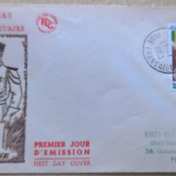 Enveloppe du premier jour d'&eacute;mission du centenaire de la m&eacute;daille militaire Inde Fran&ccedil;aise 12 Janvie