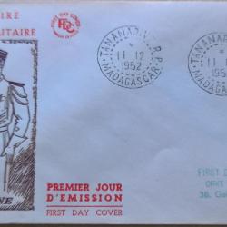 Enveloppe premier jour d'&eacute;mission du centenaire de la m&eacute;daille militaire Madagascar 11 D&eacute;cembre 1952