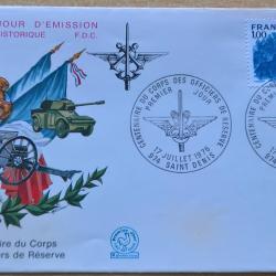 Enveloppe premier jour d'&eacute;mission du centenaire du corps des officiers de r&eacute;serve La R&eacute;union 17 Juil