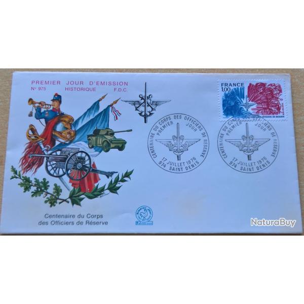 Enveloppe premier jour d'�mission du centenaire du corps des officiers de r�serve La R�union 17 Juil