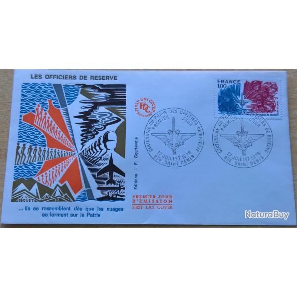 Enveloppe premier jour d'�mission du centenaire du corps des officiers de r�serve Saint Denis 17 Jui