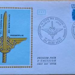 Enveloppe premier jour d'&eacute;mission du centenaire du corps des officiers de r&eacute;serve Saint Denis 17 Jui