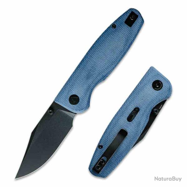 Couteau CMB Made Knives Lucky Lame Acier 14C28N Black Manche Blue Micarta Linerlock IKBS CMB21B
