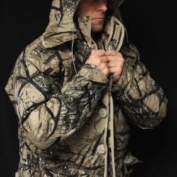 Tr&egrave;s belle parka &agrave; capuche, chaude, multipoches,camouflage stripe noir/beige/vert - 5XL