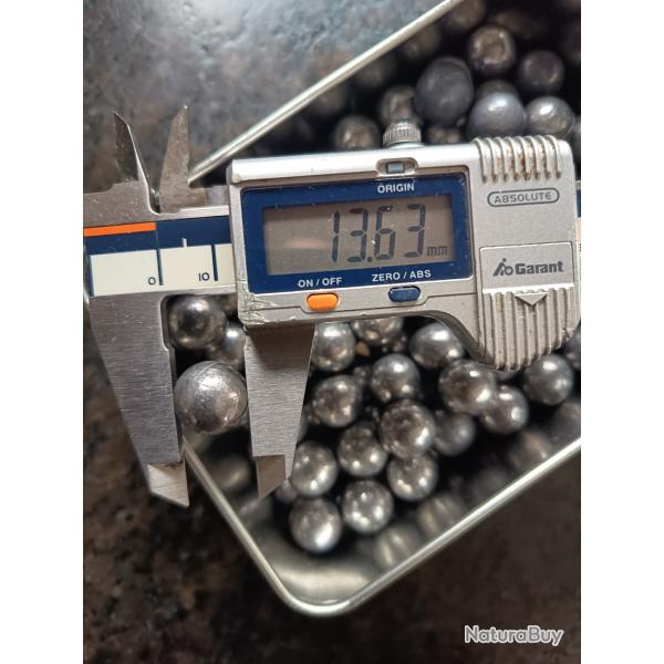 126 BALLES RONDES EN PLOMB pour CALIBRE 54 DE DIAMETRE .535
