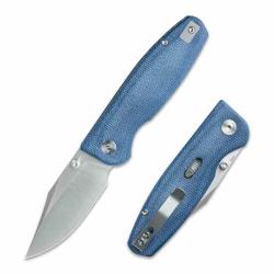 Couteau CMB Made Knives Lucky Lame Acier 14C28N Manche Blue Micarta Linerlock IKBS CMB21A
