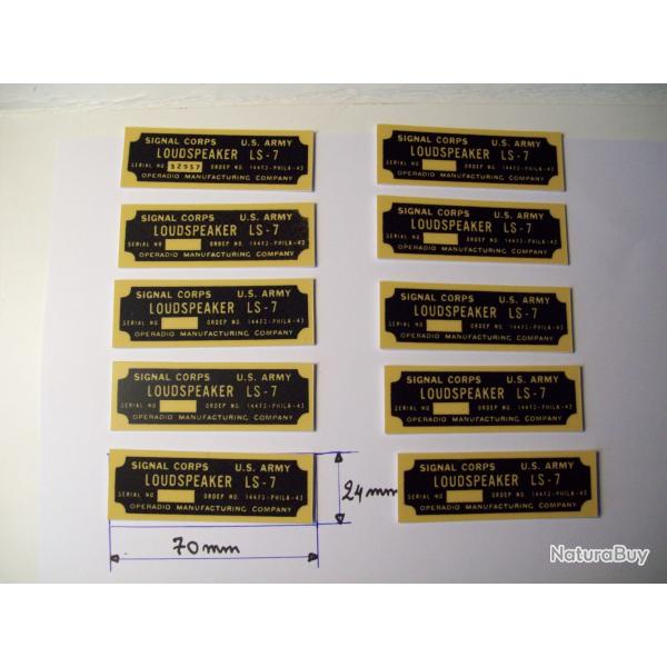 militaria ww2 U.S.10 plaques signal corps LOUDSPEAKER LS-7