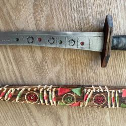 Rare Couteau Artisanal Sahara / Touareg - Ann&eacute;es 50 - Travail du bois et m&eacute;tal