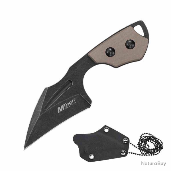 Lot de 2 Couteau de Cou Hawkbill Lame Acier 3Cr13 Black Manche G10 Etui Kydex MTFIX001MA