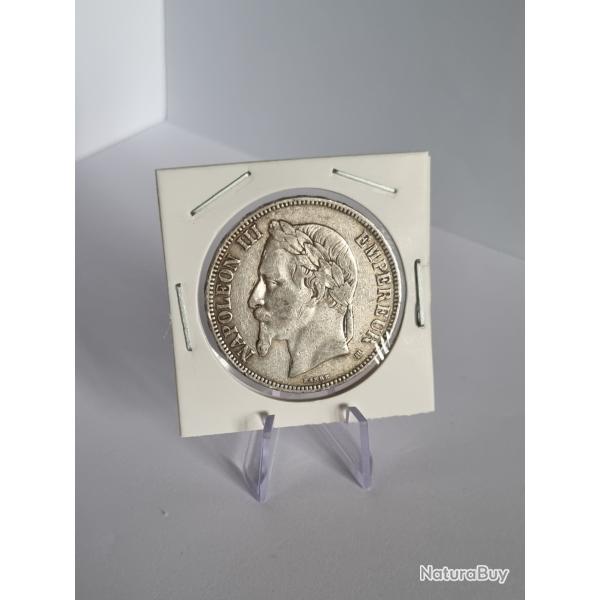 5 Francs Argent Napol�on III 1869 BB , �cu Napol�on 3 , Strasbourg , XIX�me Si�cle , Second Empire