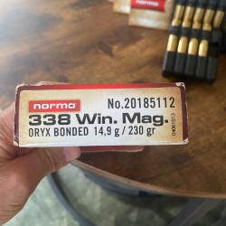 Lot 4 bo&icirc;tes munitions norma oryx 338 win + une bo&icirc;te entam&eacute;e avec 14 balles dedans