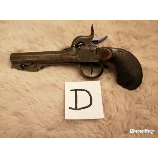 PISTOLET A SILEX TRANSFORME A PERCUSSION  AVEC BAIONNETTE LANCANTE