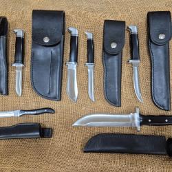 Lot Couteaux de collection Buck am&eacute;ricain vintage ann&eacute;e 80 116 118 121 124 102 103 107