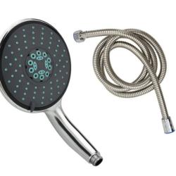 Pomme douche main plastique chrome 25,5 cm tuyau 1,5 m multifonction