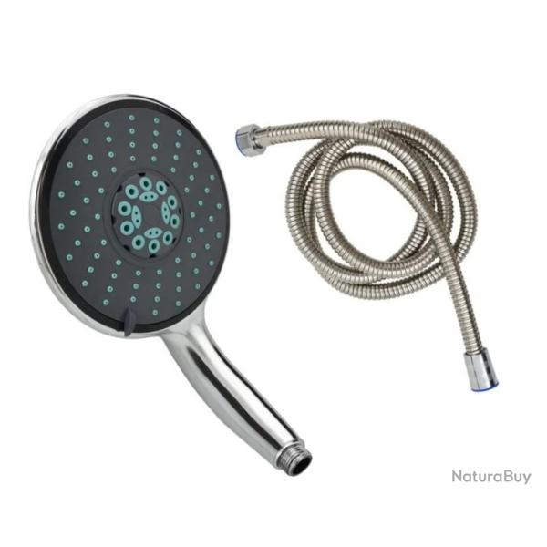 Pomme douche main plastique chrome 25,5 cm tuyau 1,5 m multifonction