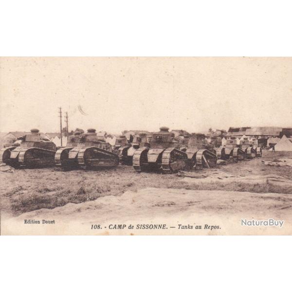 CPA -CAMP de SISSONNE Tank au Repos -N�7545