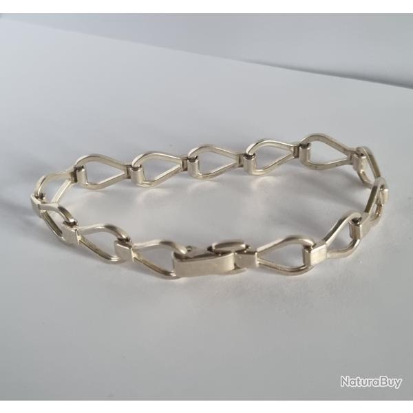 Bracelet Argent Massif 925 Vintage Maille Rombo ou Poire , ROM , Mixte Unisexe