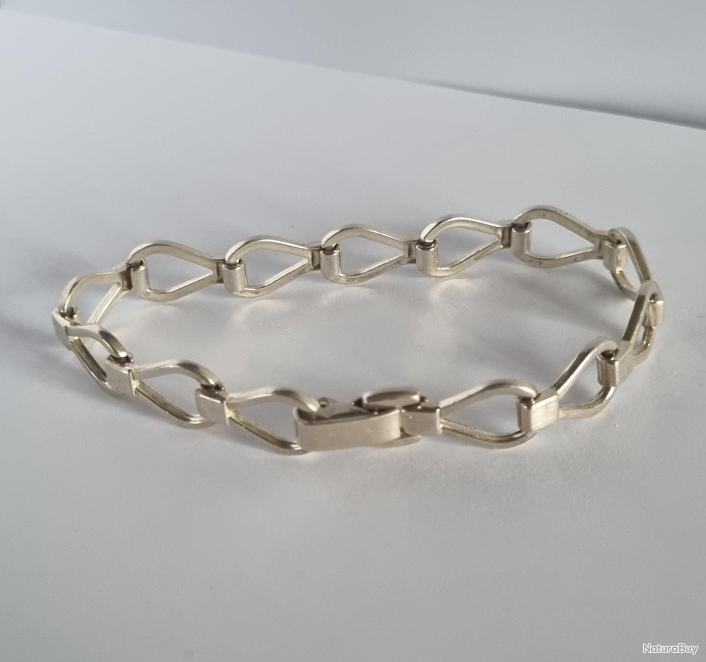 Bracelet Vintage Argent Massif 925 Fait Main - 12.89g, Unisexe, Bijou Ancien Chaîne