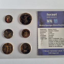 Set Monnaies Isra&euml;l Coloris&eacute;es Neuf Scell&eacute; , shekel , sheqel , Agorot , ILS