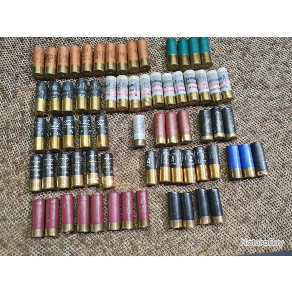 lot de 69 cartouches cali 12/70  ( MARY-ARM  FOB TUNET WINCHESTER SOLOGNAC ... ) divers num�ro de pb