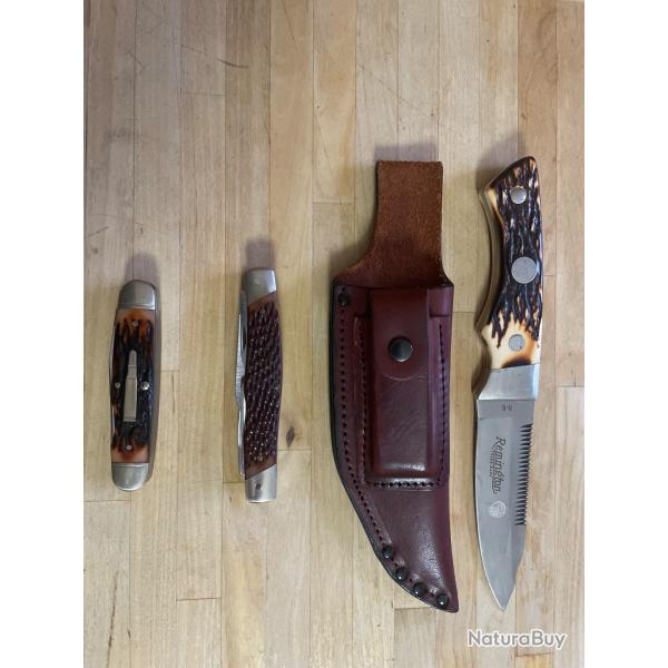 Lot 2 couteaux pliants et un poignard
