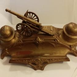 Encrier Canon 75 et casque Artillerie