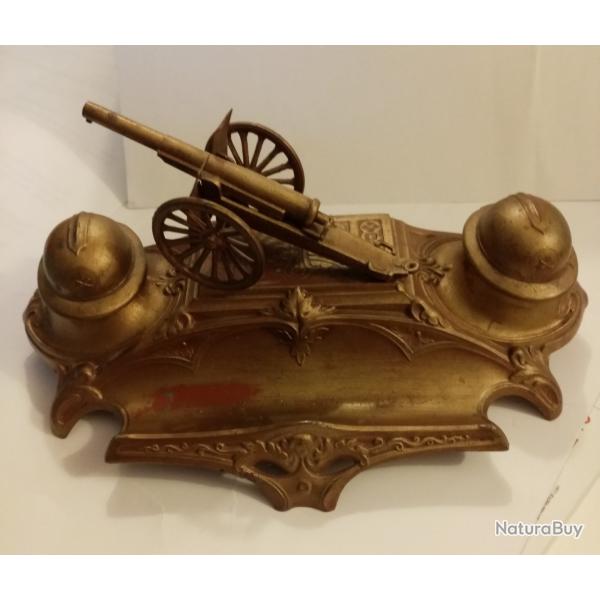 Encrier Canon 75 et casque Artillerie